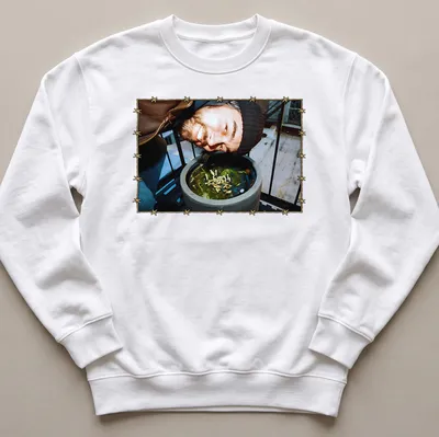 T-shirt featuring geese band members illustrated with a barbed wire border — printed on a unisex sweatshirt
