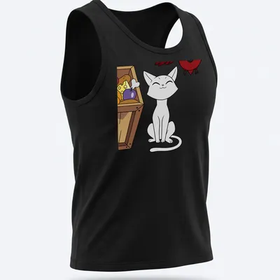 Kawaii line-art of a white cat with the text 'Ghost Cat Palisman' in colorful accents — printed on a tank top