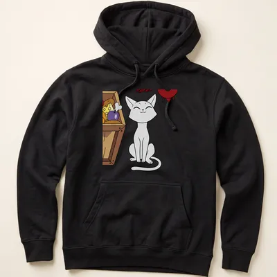 Kawaii line-art of a white cat with the text 'Ghost Cat Palisman' in colorful accents — printed on a unisex hoodie
