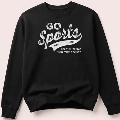 Vintage distressed sports-themed tee with humorous text — printed on a unisex sweatshirt