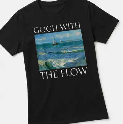 Serene sailboats on ocean waves illustrated in impressionist style. — printed on a women's shirt