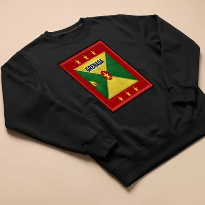 Embroidered Grenada flag T-shirt with bold lettering — printed on a unisex sweatshirt