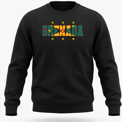 Bold graphic of the Grenada Flag with the word GRENADA prominently displayed — printed on a unisex sweatshirt