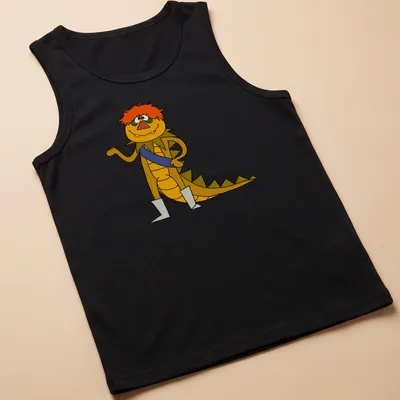 Cartoon design featuring H.R. Pufnstuf with vibrant colors and playful style. — printed on a tank top