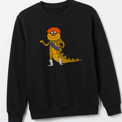 Cartoon design featuring H.R. Pufnstuf with vibrant colors and playful style. — printed on a unisex sweatshirt