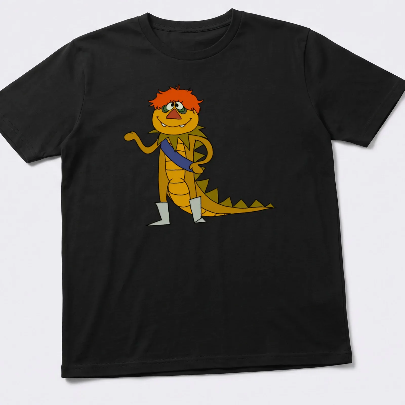 Cartoon design featuring H.R. Pufnstuf with vibrant colors and playful style. — printed on a unisex t-shirt
