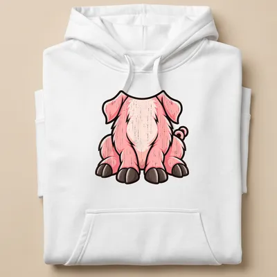 Cartoon pig with a big belly design for Halloween on — printed on a unisex hoodie