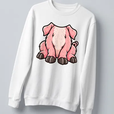 Cartoon pig with a big belly design for Halloween on — printed on a unisex sweatshirt