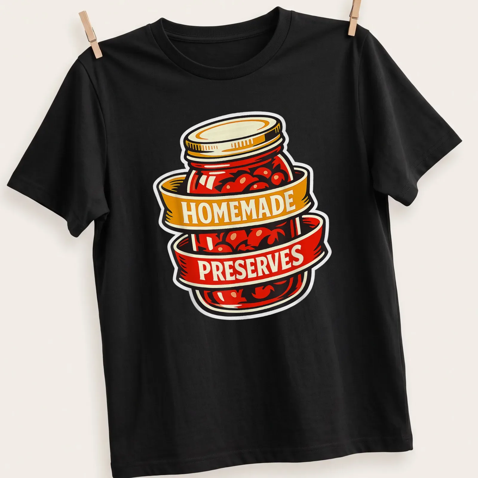 Vintage design featuring a jar of homemade preserves with bold text — printed on a unisex t-shirt
