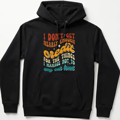 Bold retro typography t-shirt with colorful sarcastic text design — printed on a unisex hoodie