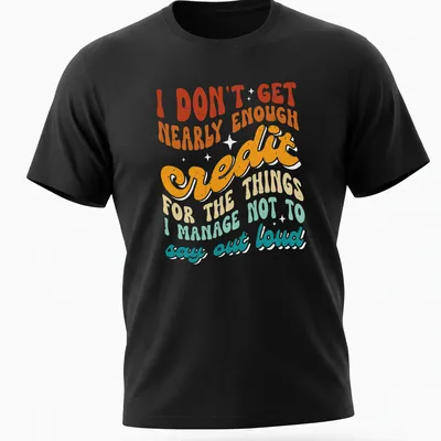 Bold retro typography t-shirt with colorful sarcastic text design — printed on a unisex t-shirt