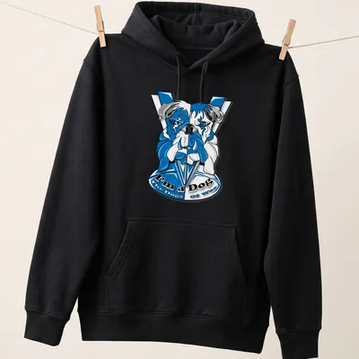 Cartoon bulldog graphic with the text I'm a Dog The Dogs of War in bold colors — printed on a unisex hoodie