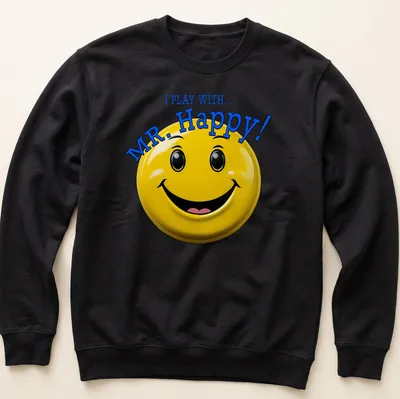 3D glossy t-shirt featuring a smiley face with playful text — printed on a unisex sweatshirt
