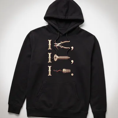 Vintage-style illustration of electrician tools with humorous text on — printed on a unisex hoodie