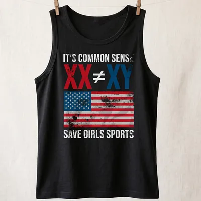 Distressed graphic tee featuring an American flag and bold text on girls' sports — printed on a tank top