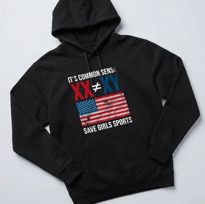 Distressed graphic tee featuring an American flag and bold text on girls' sports — printed on a unisex hoodie