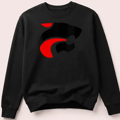 Minimalist jaguar head logo in black, red, and white for Jackson Memorial Jaguars. — printed on a unisex sweatshirt