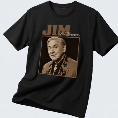 Vintage sepia design featuring JIM Ed Brown in classic font.