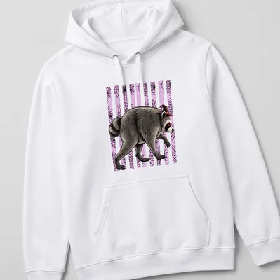 Cartoon raccoon in a witch hat with the text 'Jimothy Halloween' — printed on a unisex hoodie