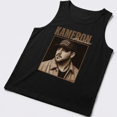 Vintage sepia portrait of Kameron Marlowe in brown, beige, and black. — printed on a tank top