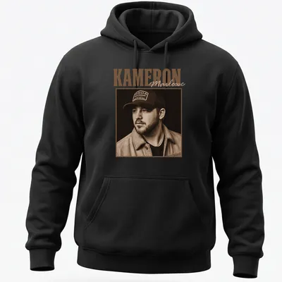 Vintage sepia portrait of Kameron Marlowe in brown, beige, and black. — printed on a unisex hoodie