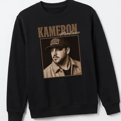 Vintage sepia portrait of Kameron Marlowe in brown, beige, and black. — printed on a unisex sweatshirt