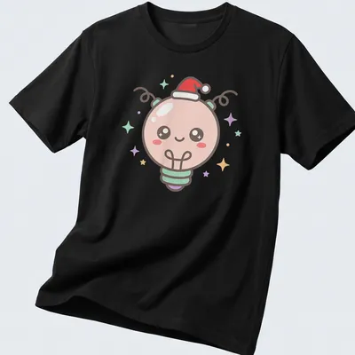 Kawaii Christmas light bulb character in bright colors for the holiday season