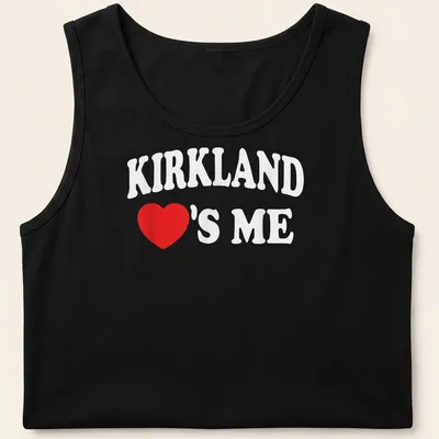 Bold red heart graphic with playful lettering on a white — printed on a tank top