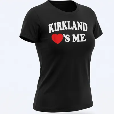 Bold red heart graphic with playful lettering on a white — printed on a women's shirt