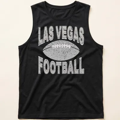 Retro distressed Las Vegas Football t-shirt with bold text and a football graphic — printed on a tank top