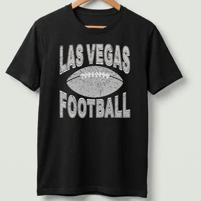 Retro distressed Las Vegas Football t-shirt with bold text and a football graphic