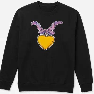 Colorful cartoon heart locket with ribbon and Taurus-themed text — printed on a unisex sweatshirt