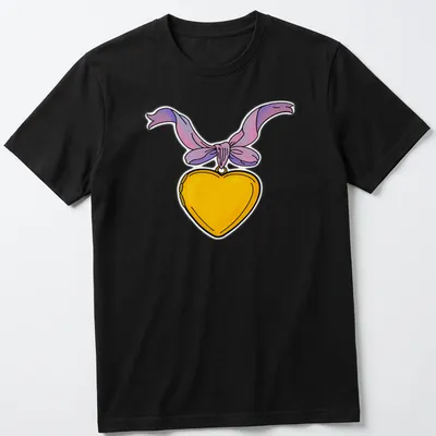 Colorful cartoon heart locket with ribbon and Taurus-themed text — printed on a unisex t-shirt