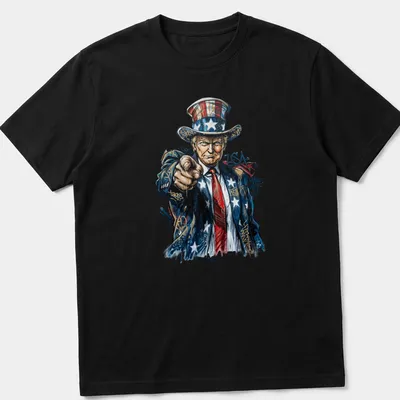 Graffiti-style shirt featuring Uncle Sam Trump with the text MAKE ART