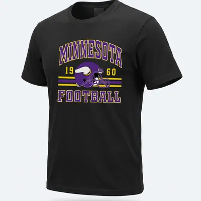 Vintage Minnesota football helmet graphic with retro styling in purple and yellow