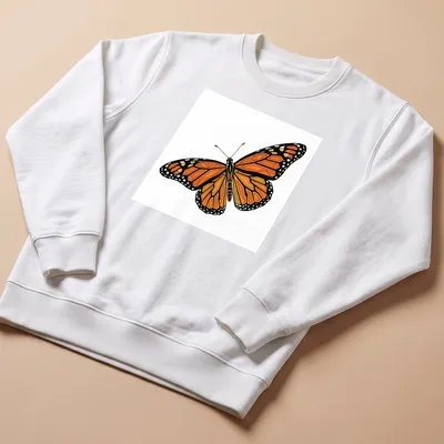 Geometric orange and black Monarch butterfly illustration on a — printed on a unisex sweatshirt