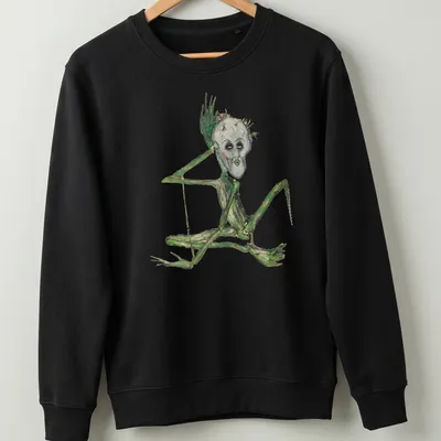 Illustrative skeleton design with the text 'Montage Of Heck' in green, gray, and black — printed on a unisex sweatshirt