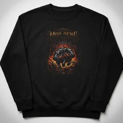 Illustration of Moo Deng with tigers in a jungle environment — printed on a unisex sweatshirt