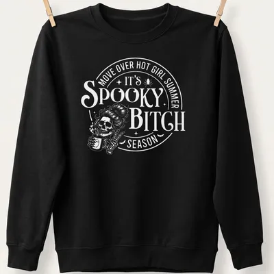 Bold retro Halloween t-shirt with a ghost and humorous text — printed on a unisex sweatshirt