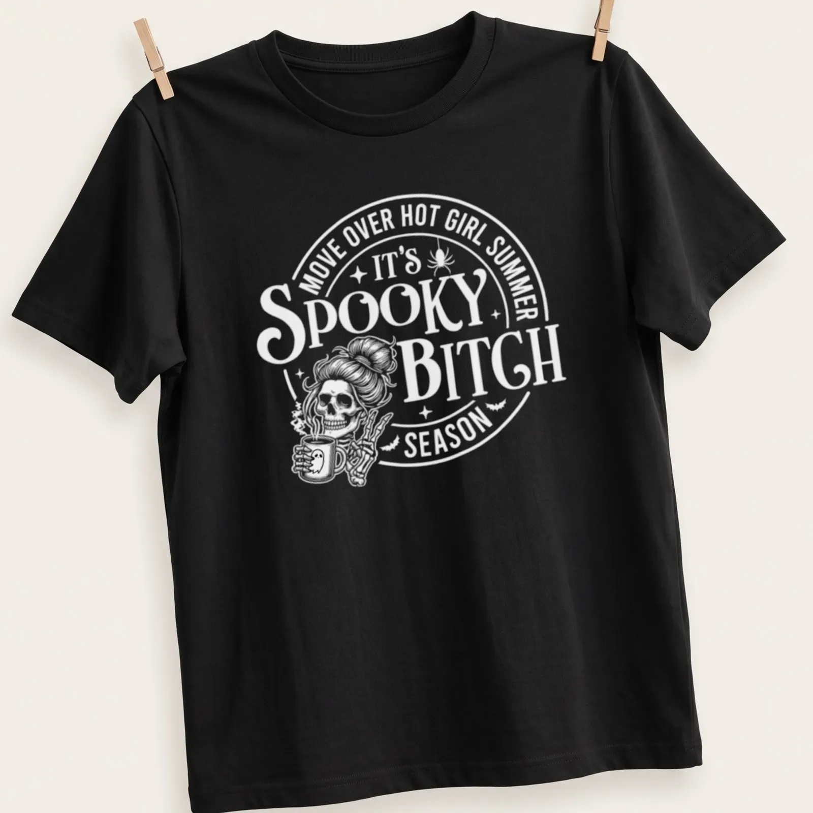 Bold retro Halloween t-shirt with a ghost and humorous text — printed on a unisex t-shirt