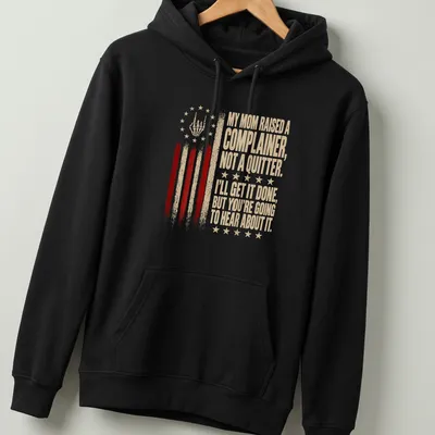 Distressed retro shirt with skeleton hand and humorous text about complaining — printed on a unisex hoodie