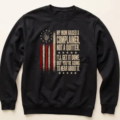 Distressed retro shirt with skeleton hand and humorous text about complaining — printed on a unisex sweatshirt