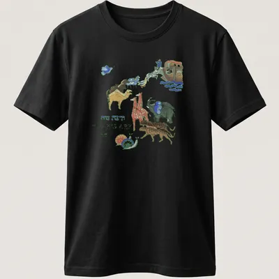 Vintage Noah's Ark t-shirt featuring colorful animals and whimsical illustration