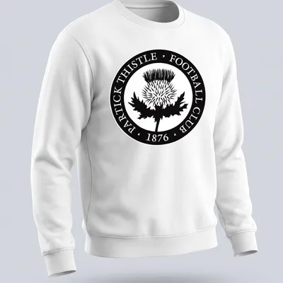Partick Thistle football club emblem in black and white on — printed on a unisex sweatshirt