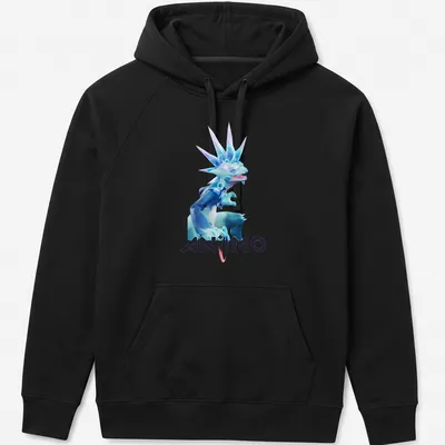 3D illustration of AN!MO character with colorful lettering on a — printed on a unisex hoodie