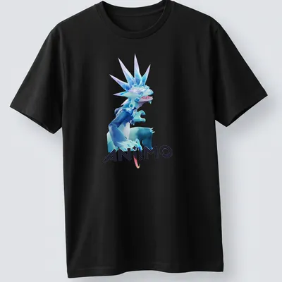 3D illustration of AN!MO character with colorful lettering on a — printed on a unisex t-shirt
