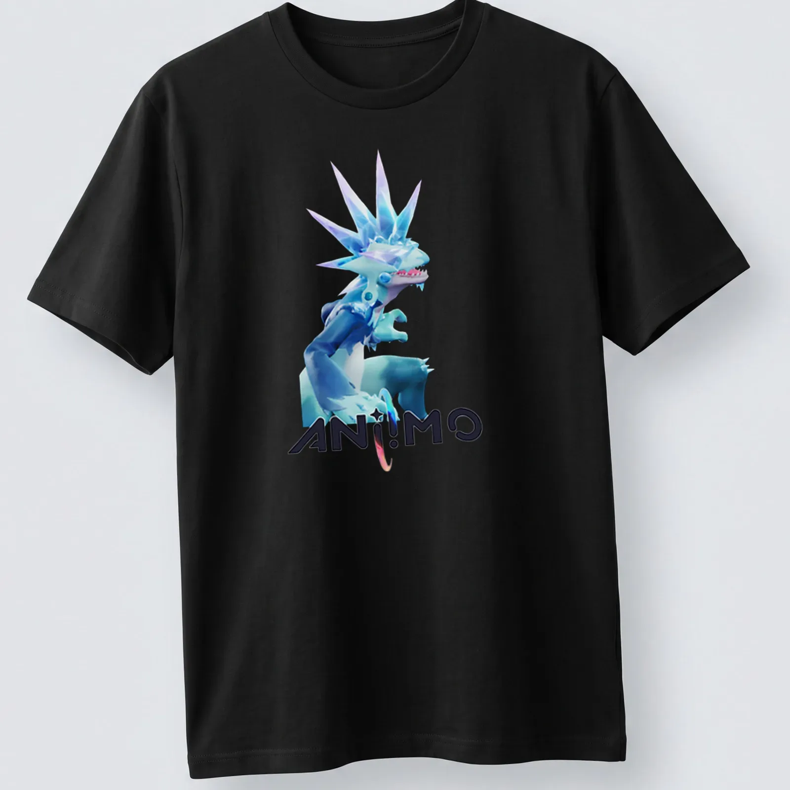 3D illustration of AN!MO character with colorful lettering on a — printed on a unisex t-shirt
