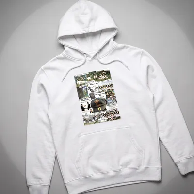 Richmond VFL team collage design with 'Premiers Again' text in black, gold, and white — printed on a unisex hoodie
