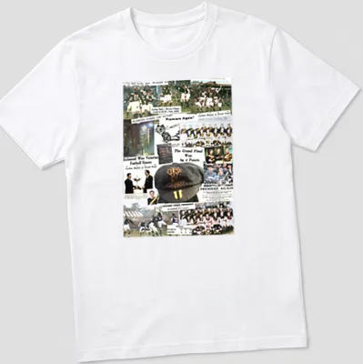 Richmond VFL team collage design with 'Premiers Again' text in black, gold, and white — printed on a unisex t-shirt