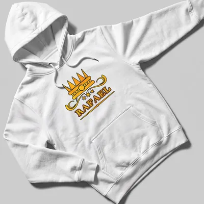 Vintage crown graphic with the name Rafael in bold lettering — printed on a unisex hoodie